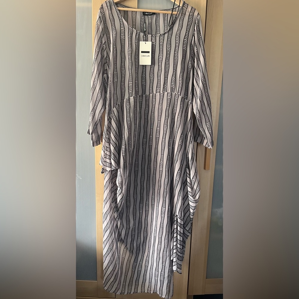 Caraclan L maxi semi-sheer beach cover up with asymmetrical hemline  & gathers